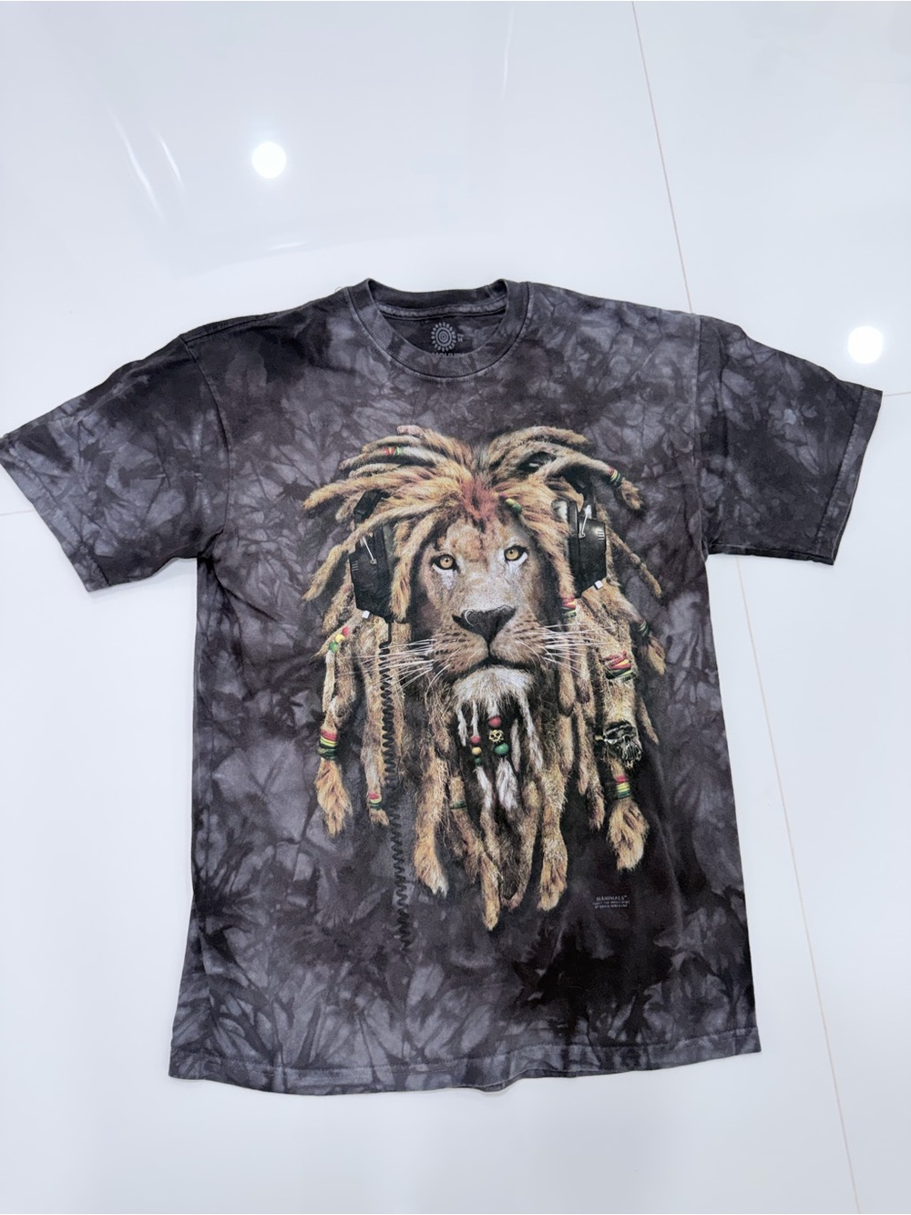 Vintage The Mountain Lion Rasta Headphones Graphic Tee Y2K Tie Dye Size M
